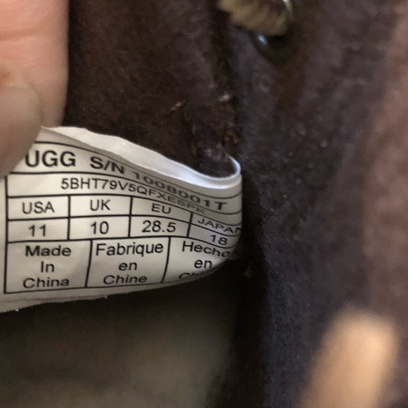 BNIB UGG T Orin Wool boys size 11 boots dark brown - Picture 4 of 8